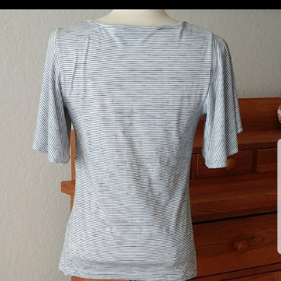 Black & White Striped Flowy Short Sleeve Top - Picture 7 of 9